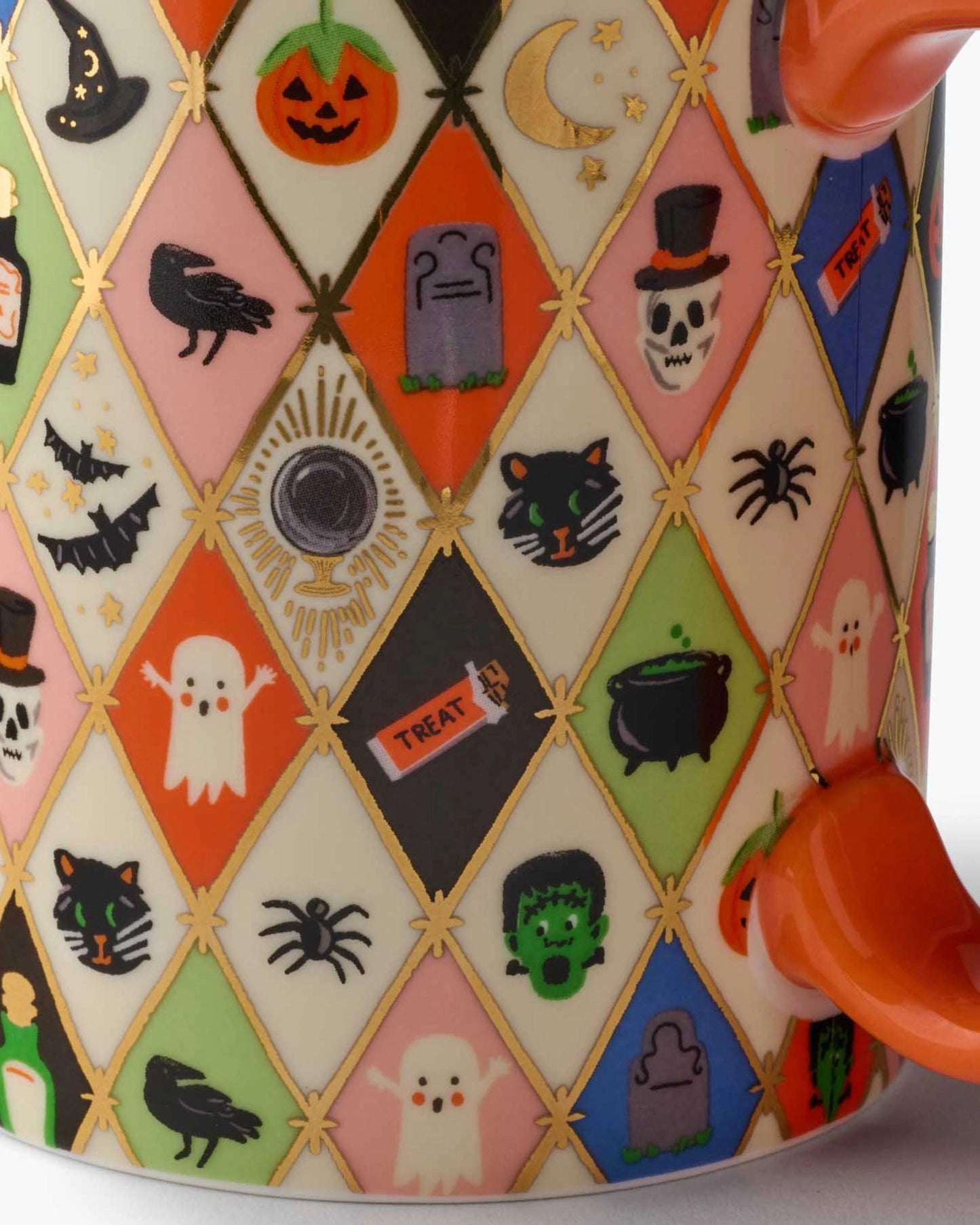 Multi - Halloween Argyle Porcelain Mug - Rifle Paper Co.