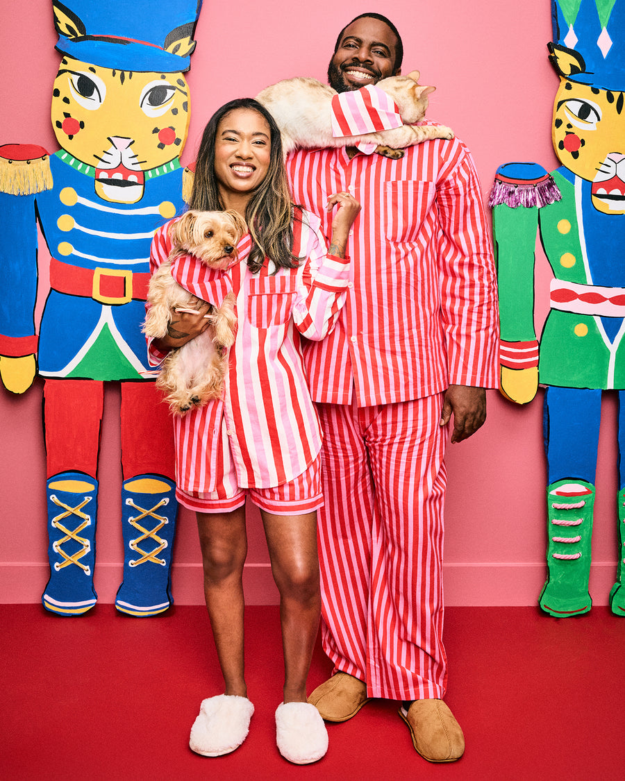 Taffy Stripes - Long Sleeve Top & Shorts Set - Peppermint Swirl - Printfresh