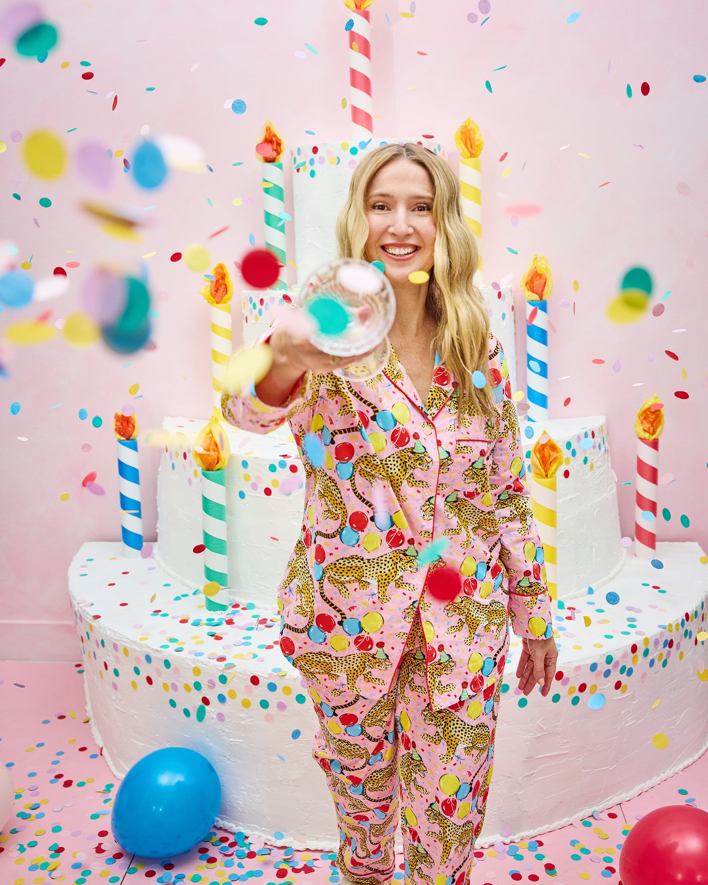 Birthday Bagheera - Long PJ Set - Pink Confetti - Printfresh