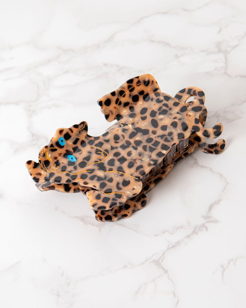 Brown - Hand Painted Leopard Claw Hair Clip - Solar Eclipse - Printfresh