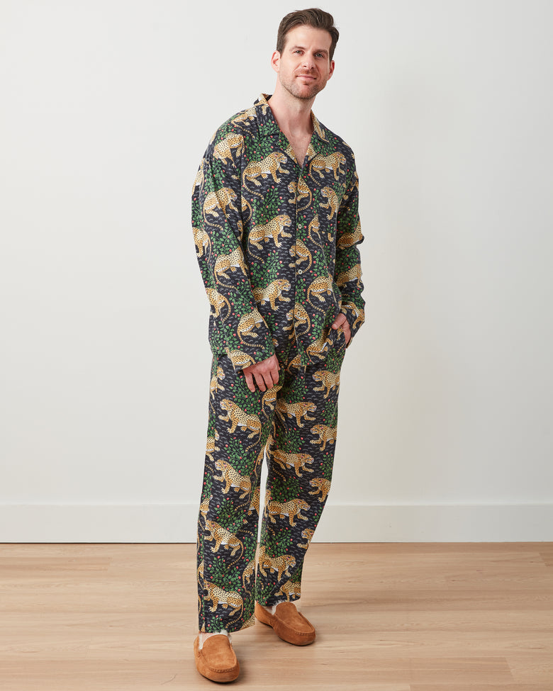 Bagheera - Men's Lightweight Flannel Long PJ Set - Ink - Printfresh