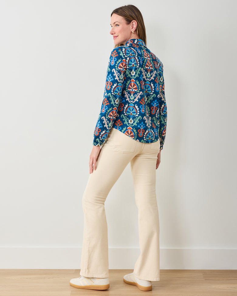 Eclectic Ikat - Edith Blouse - Navy - Printfresh