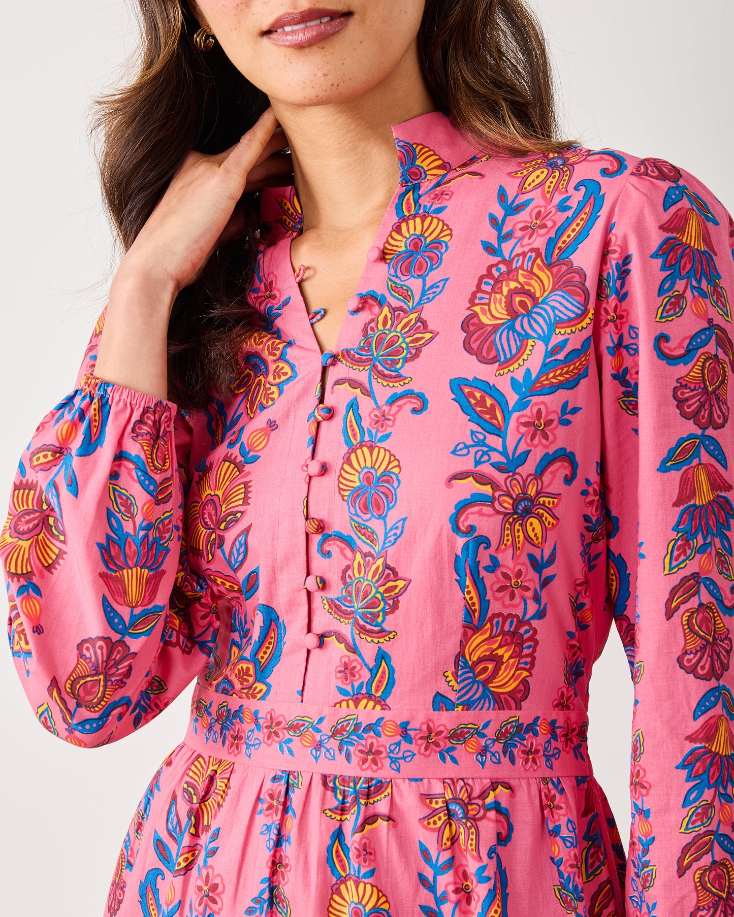 Folklore Flowers - Monroe Dress - Bright Rose - Printfresh