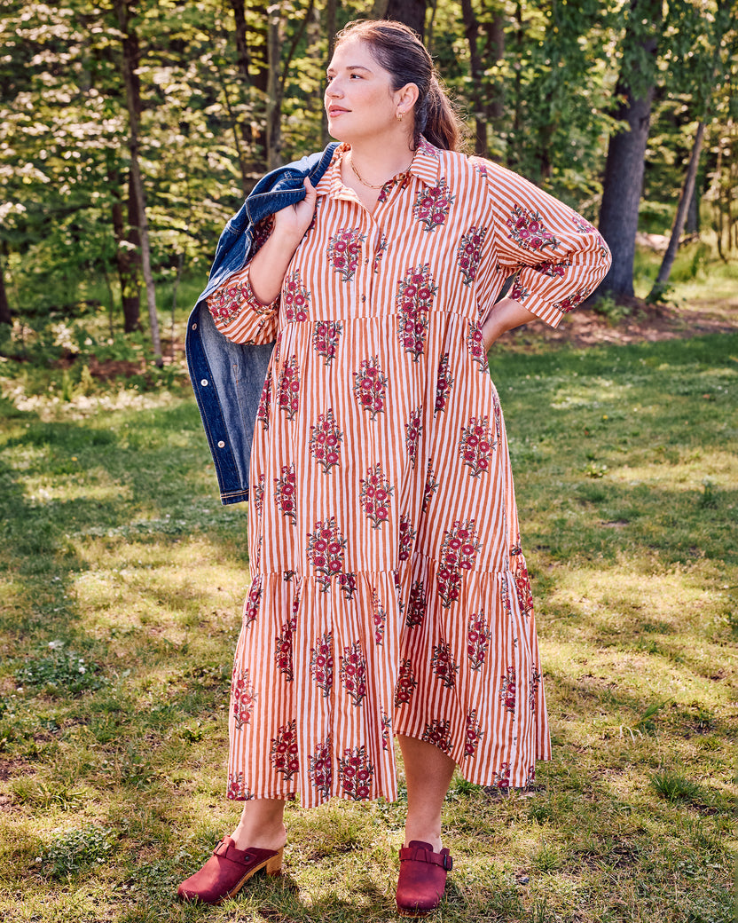 Wildflower Stripes - Juniper Dress - Ivory Wine - Printfresh