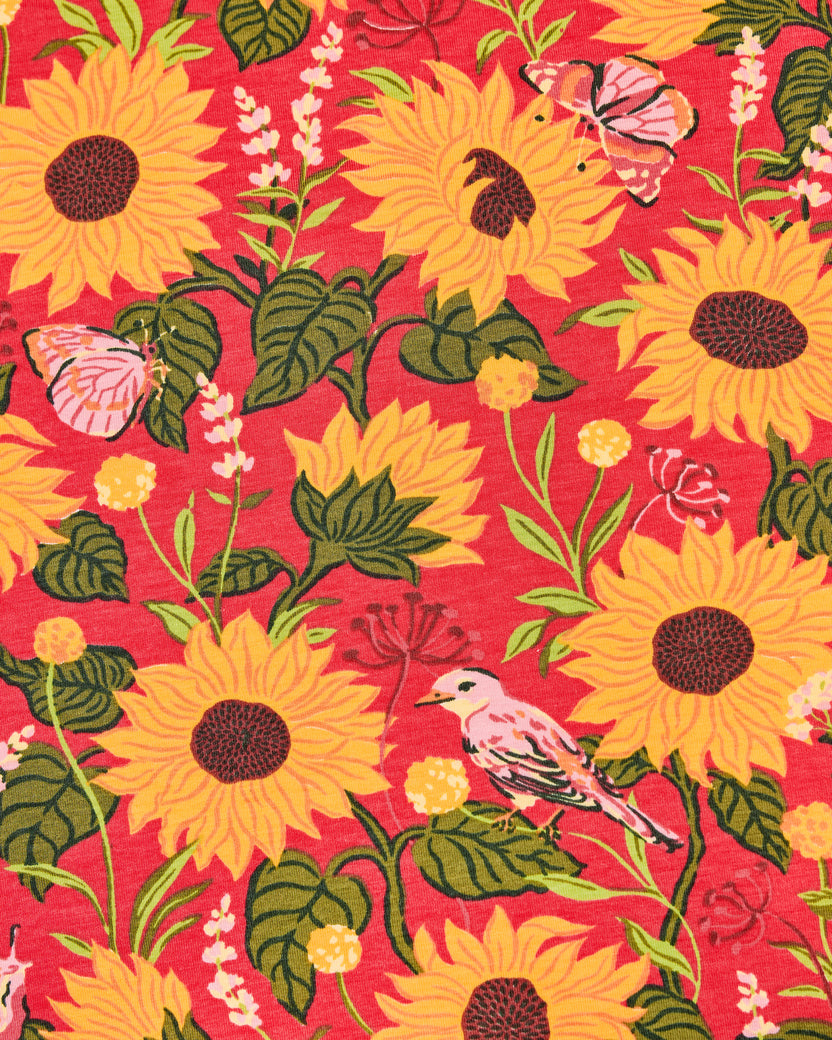 Autumn Sunflowers - Organic Pima Modal Knit Sleep Shirt - Orange