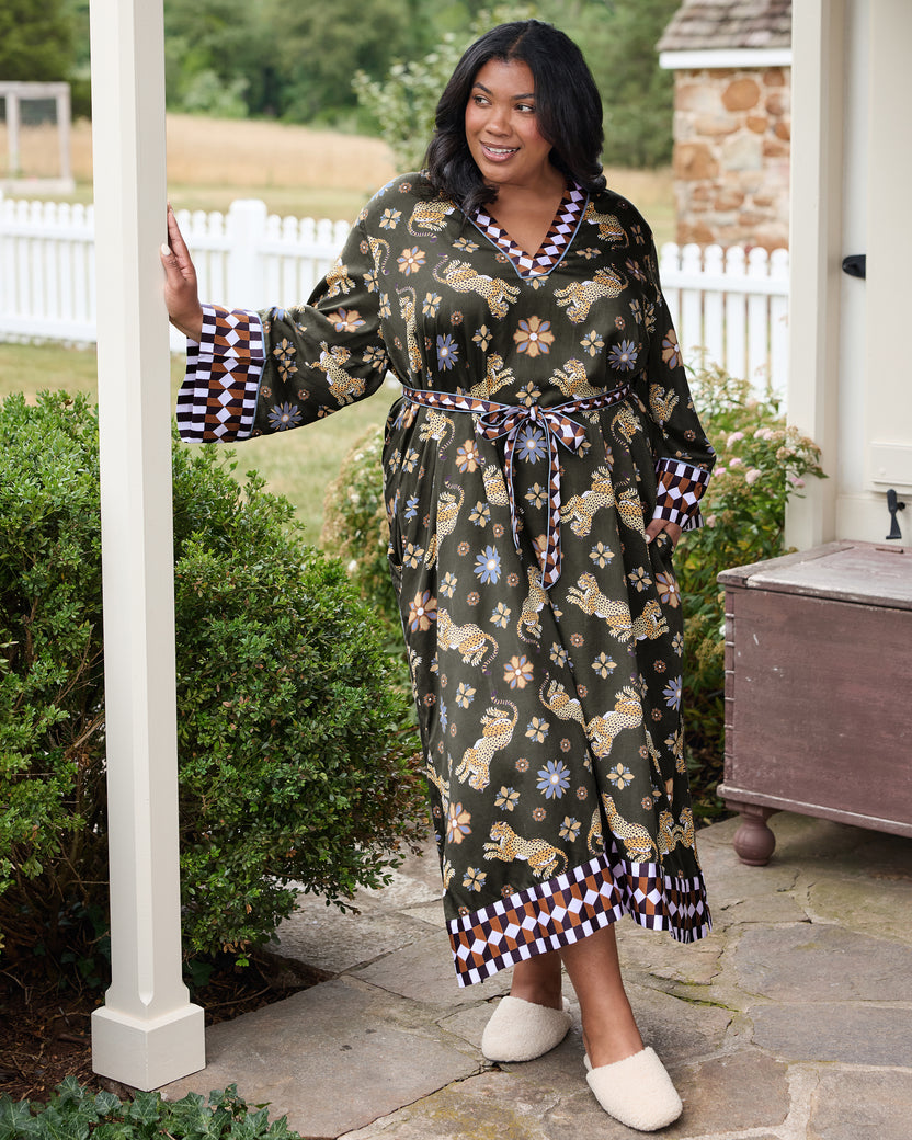 Bagheera Kaleidoscope - Eco Satin Kennedy Caftan - Olive