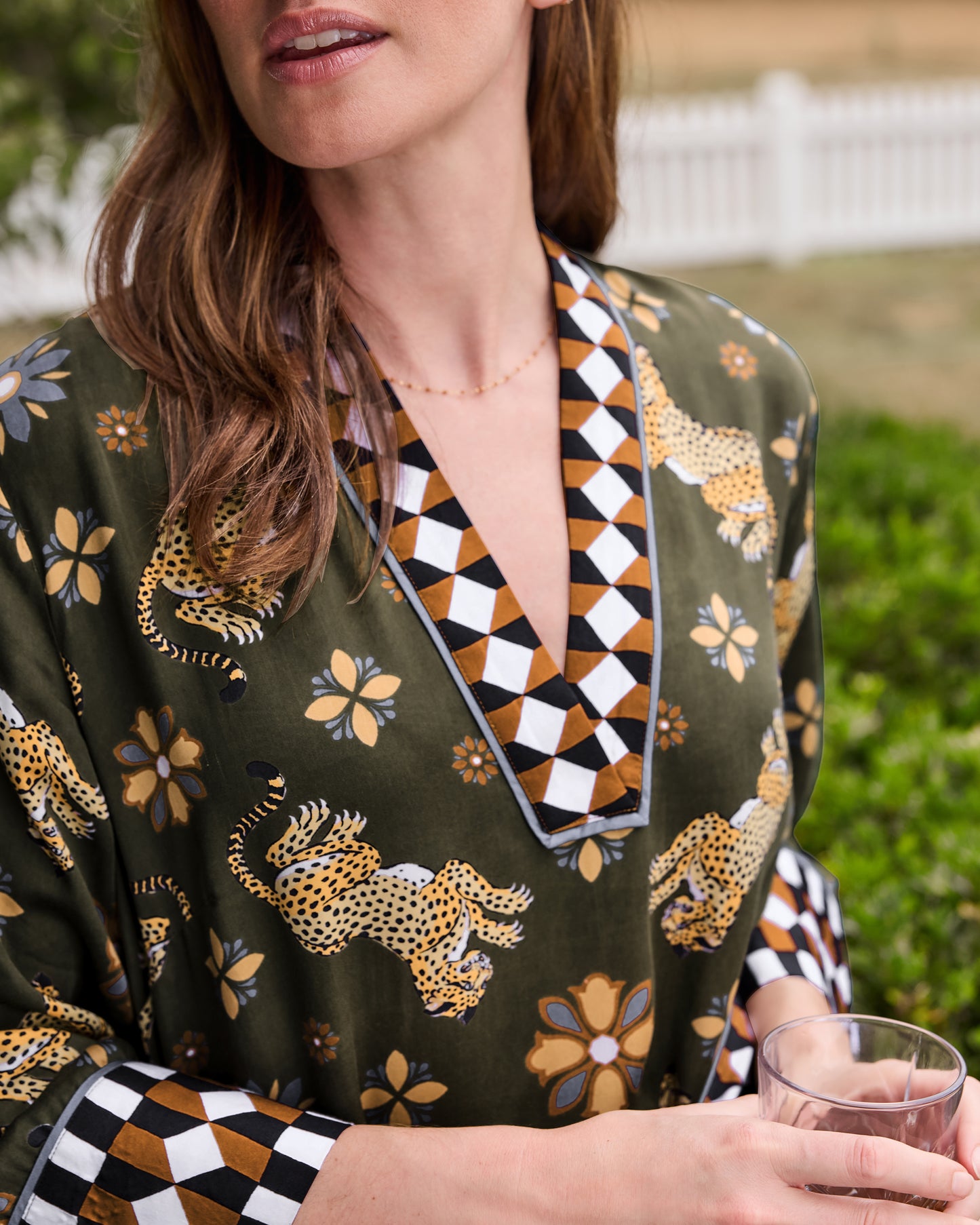 Bagheera Kaleidoscope - Eco Satin Kennedy Caftan - Olive