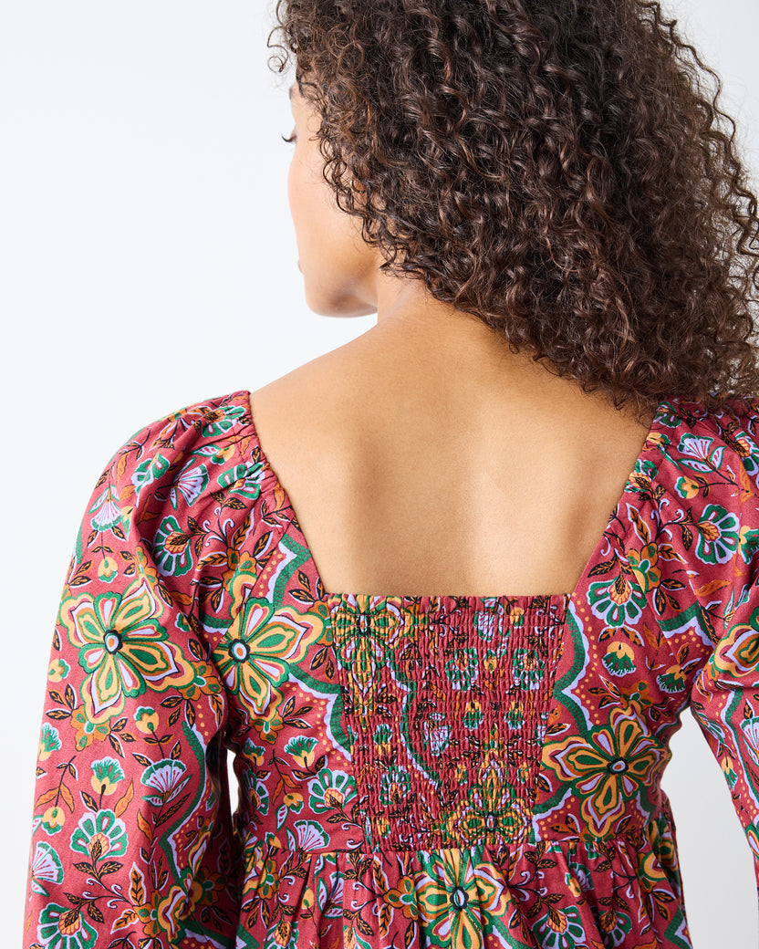 Festive Tapestry - Sloane Blouse - Burgundy - Printfresh