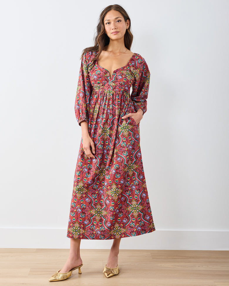 Festive Tapestry - Sloane Dress - Burgundy - Printfresh