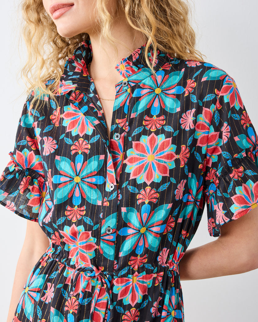 Mid Century Medallion - Celeste Dress - Ink - Printfresh