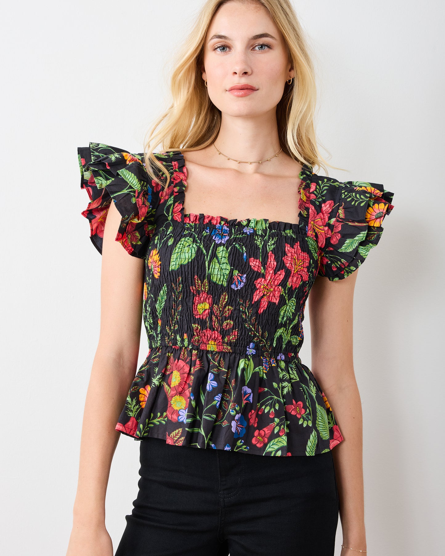Moonlit Botanical - Iris Blouse - Ink - Printfresh