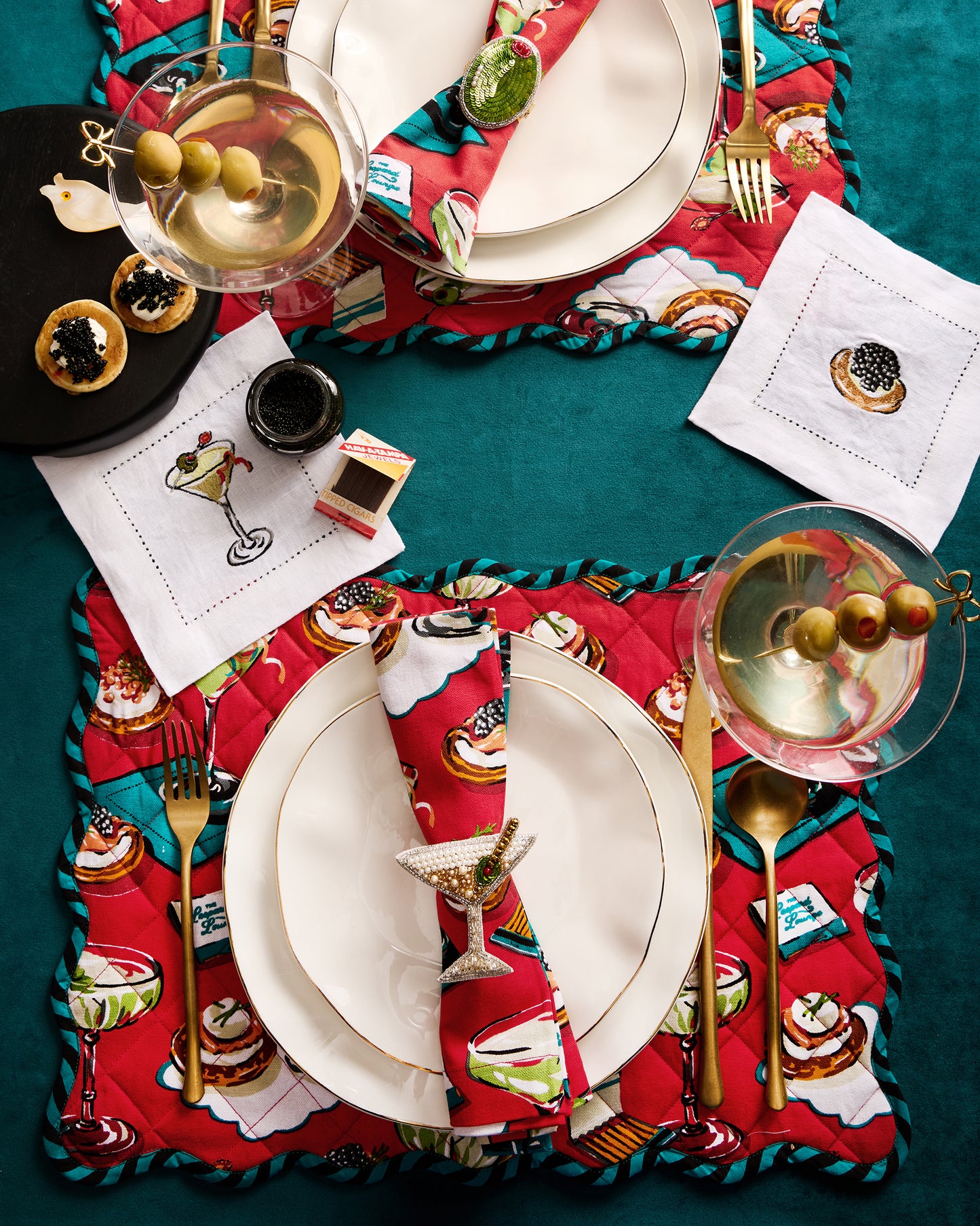 Blinis & Martinis - Set of 4 Placemats - Matchbook Red - Printfresh