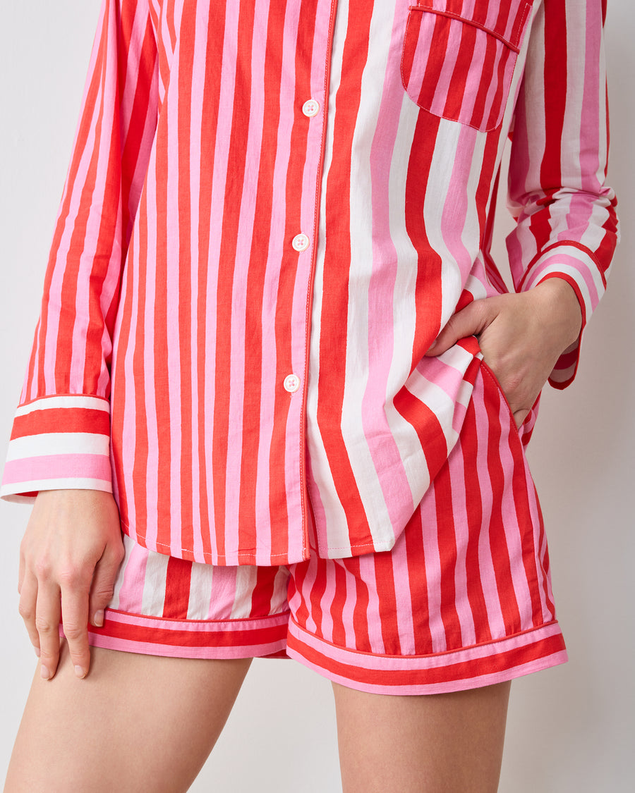 Taffy Stripes - Long Sleeve Top & Shorts Set - Peppermint Swirl - Printfresh