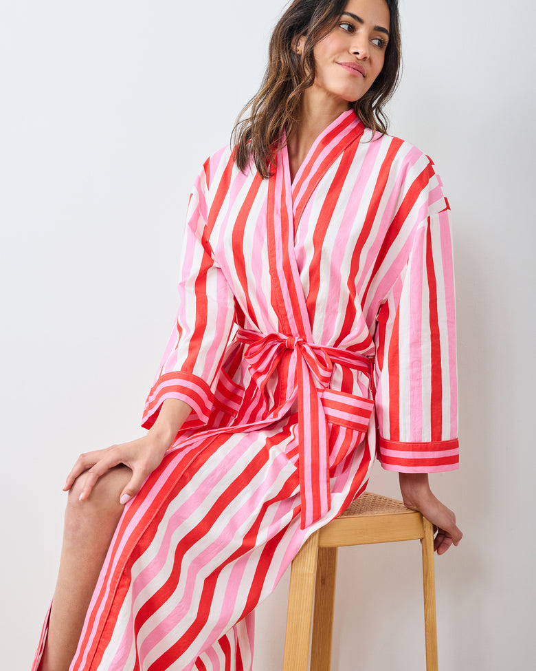 Taffy Stripes - Lounge Robe - Peppermint Swirl - Printfresh