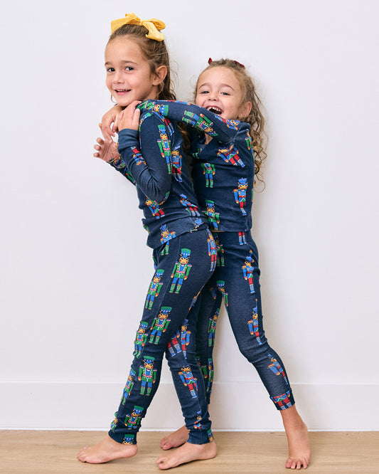 Leopard Nutcrackers - Kids Snug Fit PJ Set - Navy - Printfresh