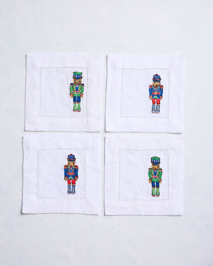 Leopard Nutcrackers - Set of 4 Cocktail Napkins - Navy - Printfresh