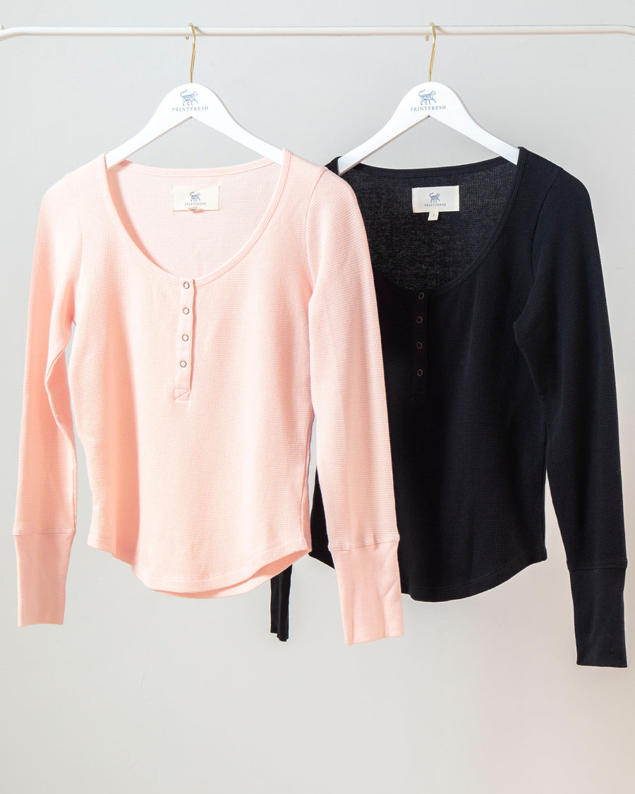 Pink Whisper/Cat Eye - 2-Pack Cozy Henleys - Shirt Bundle - Printfresh