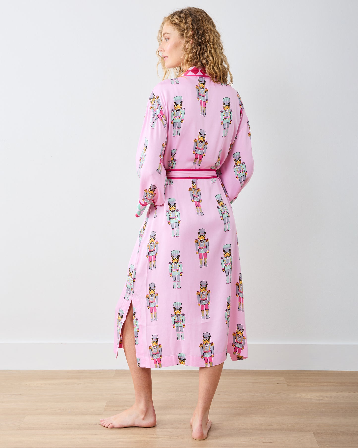 Leopard Nutcrackers - Eco Satin Robe - Pink Candy Cane - Printfresh