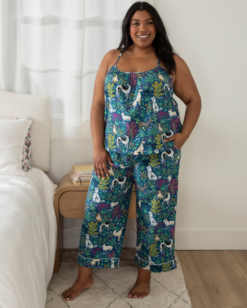 Must Love Dogs - Cami Cropped Pants Set - Indigo - Printfresh
