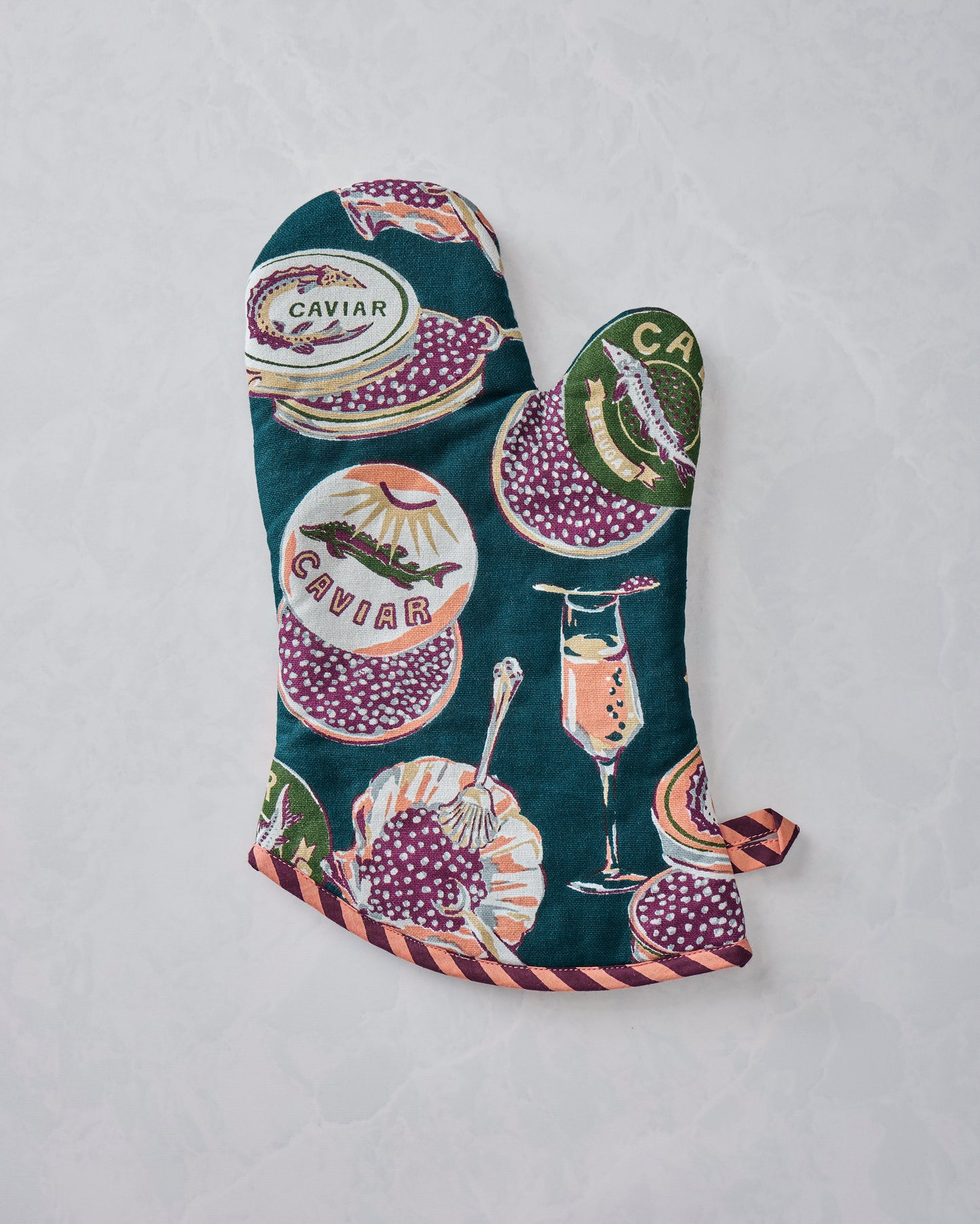 Champagne & Caviar - Oven Mitt - Peacock Feather
