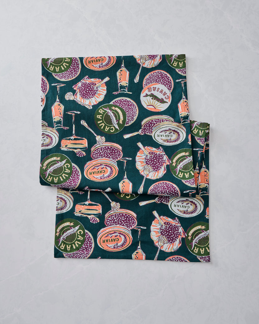 Champagne & Caviar - Table Runner - Peacock Feather