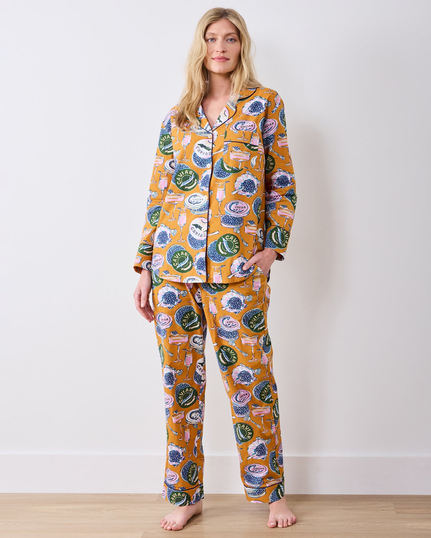 Champagne & Caviar - Tall Long PJ Set - Goldenrod