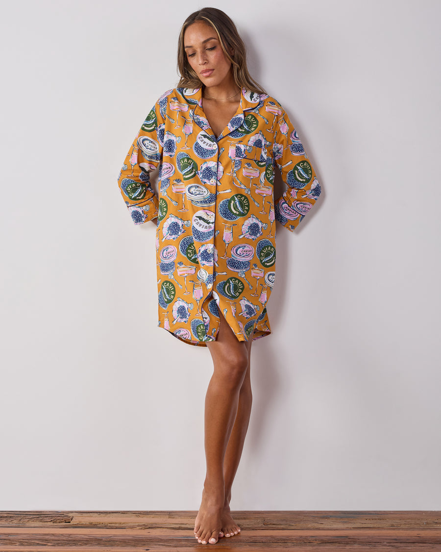 Champagne & Caviar - Sleep Shirt - Goldenrod