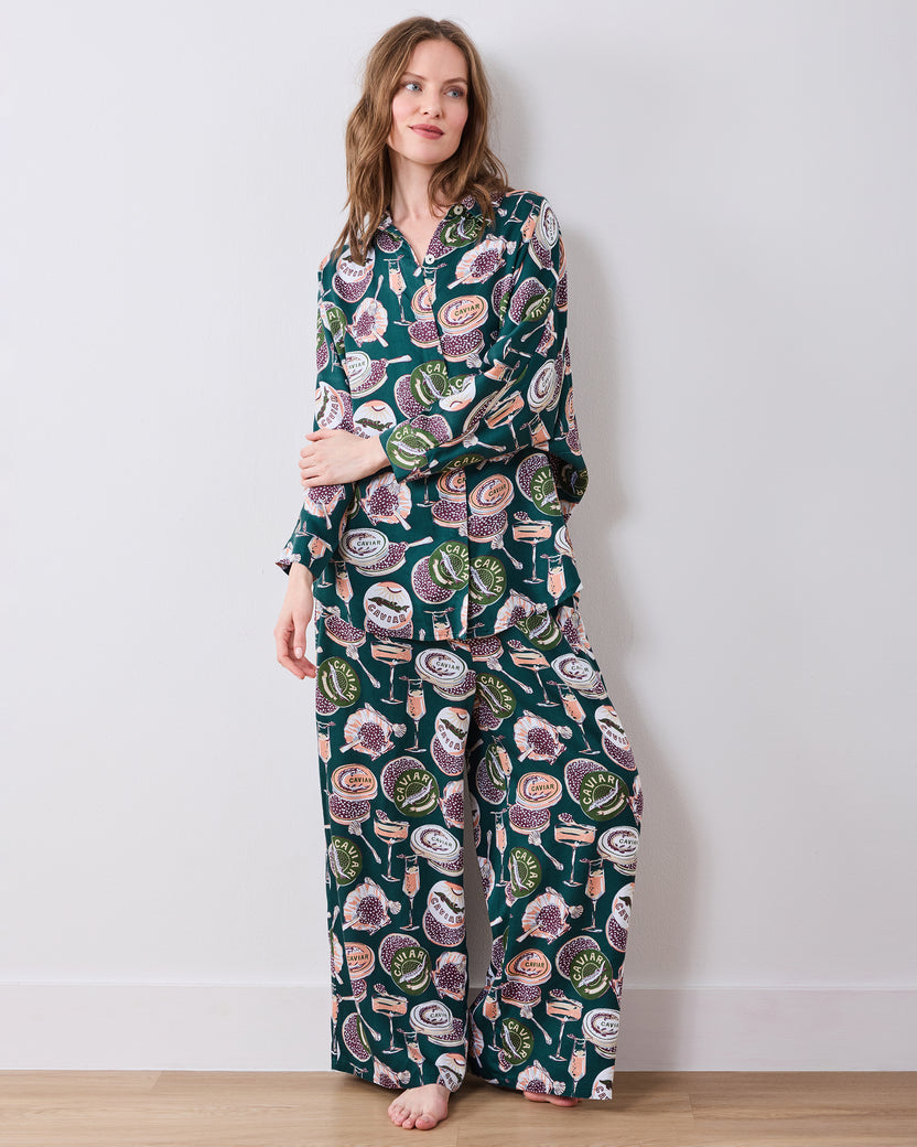 Champagne & Caviar - Tall Eco Satin Stevie Set - Peacock Feather