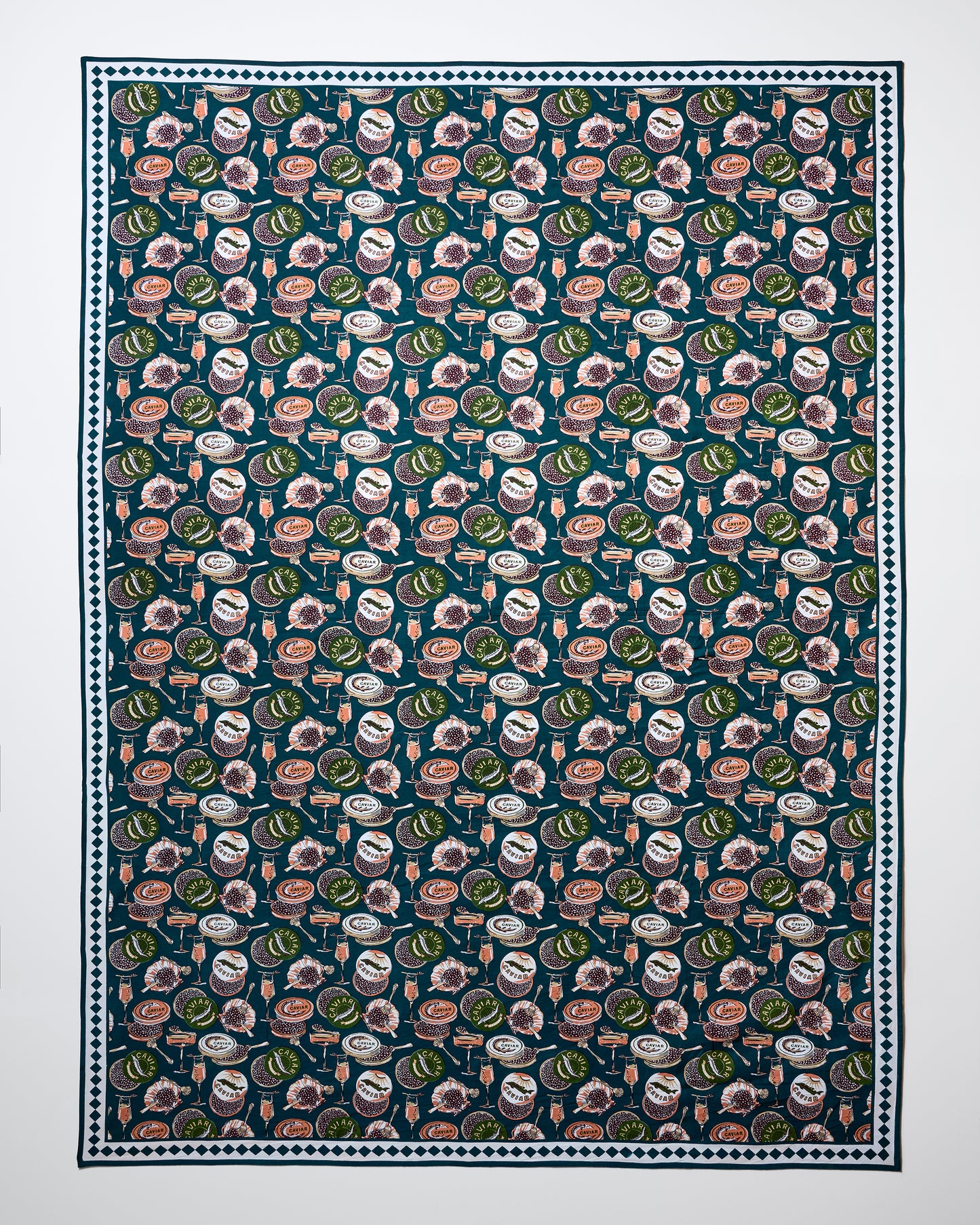 Champagne & Caviar - Rectangle Tablecloth - Peacock Feather