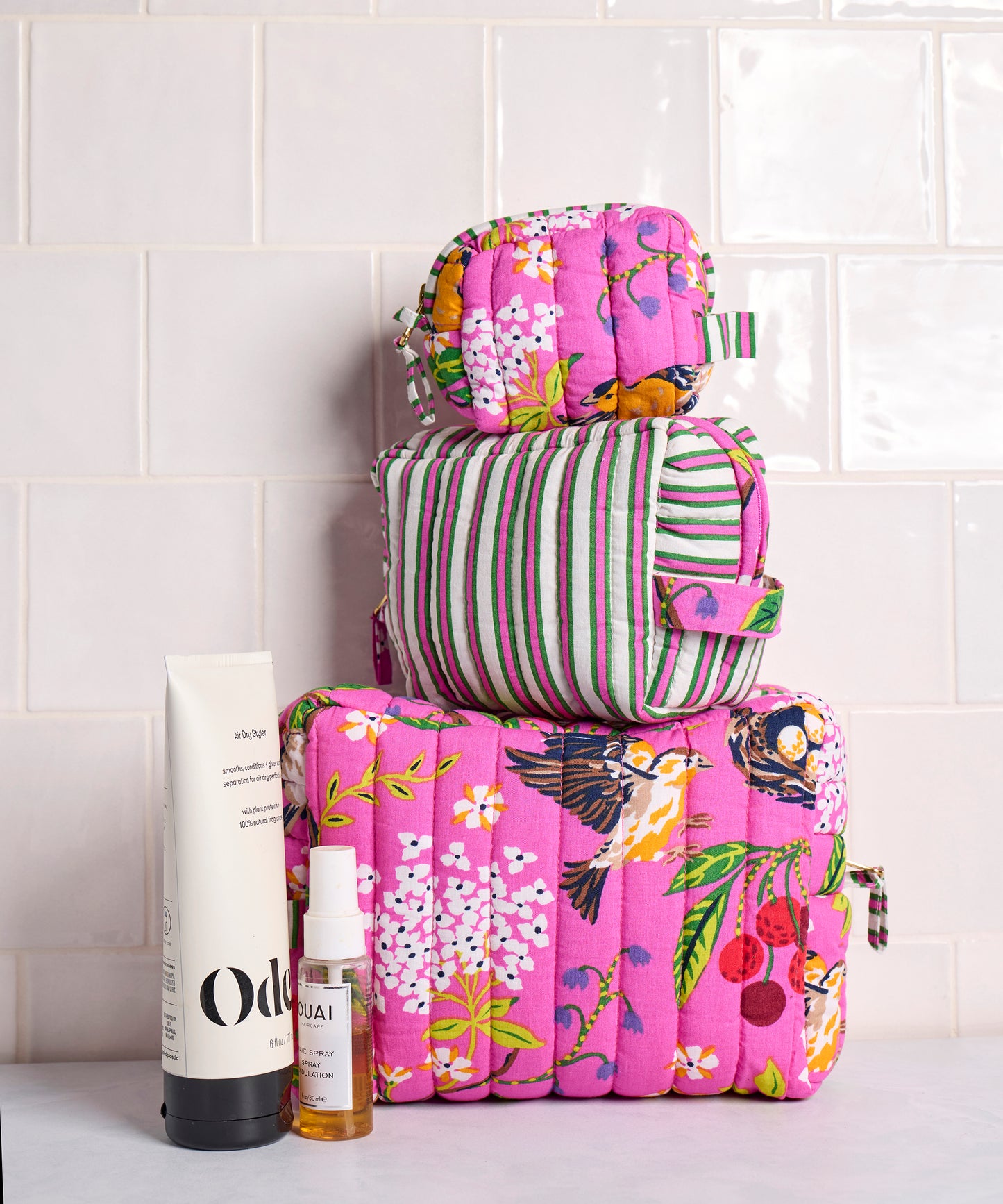 Bird & Blossom - Three's Best Pouch Set - Fuchsia Berry - Printfresh