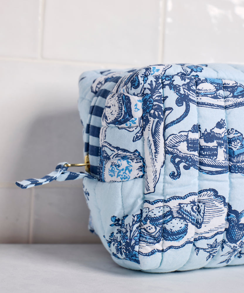 High Tea Toile - Three’s Best Pouch Set - Notting Hill Blue - Printfresh