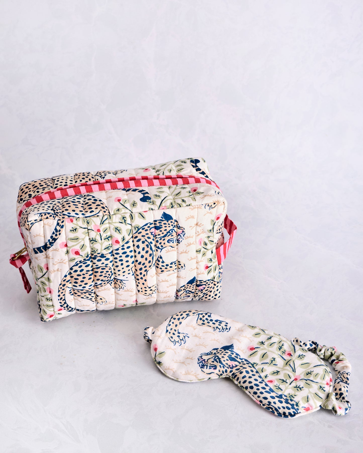 Bagheera - Quilted Pouch & Eco Satin Eye Mask Bundle - Wedding Cake - Printfresh