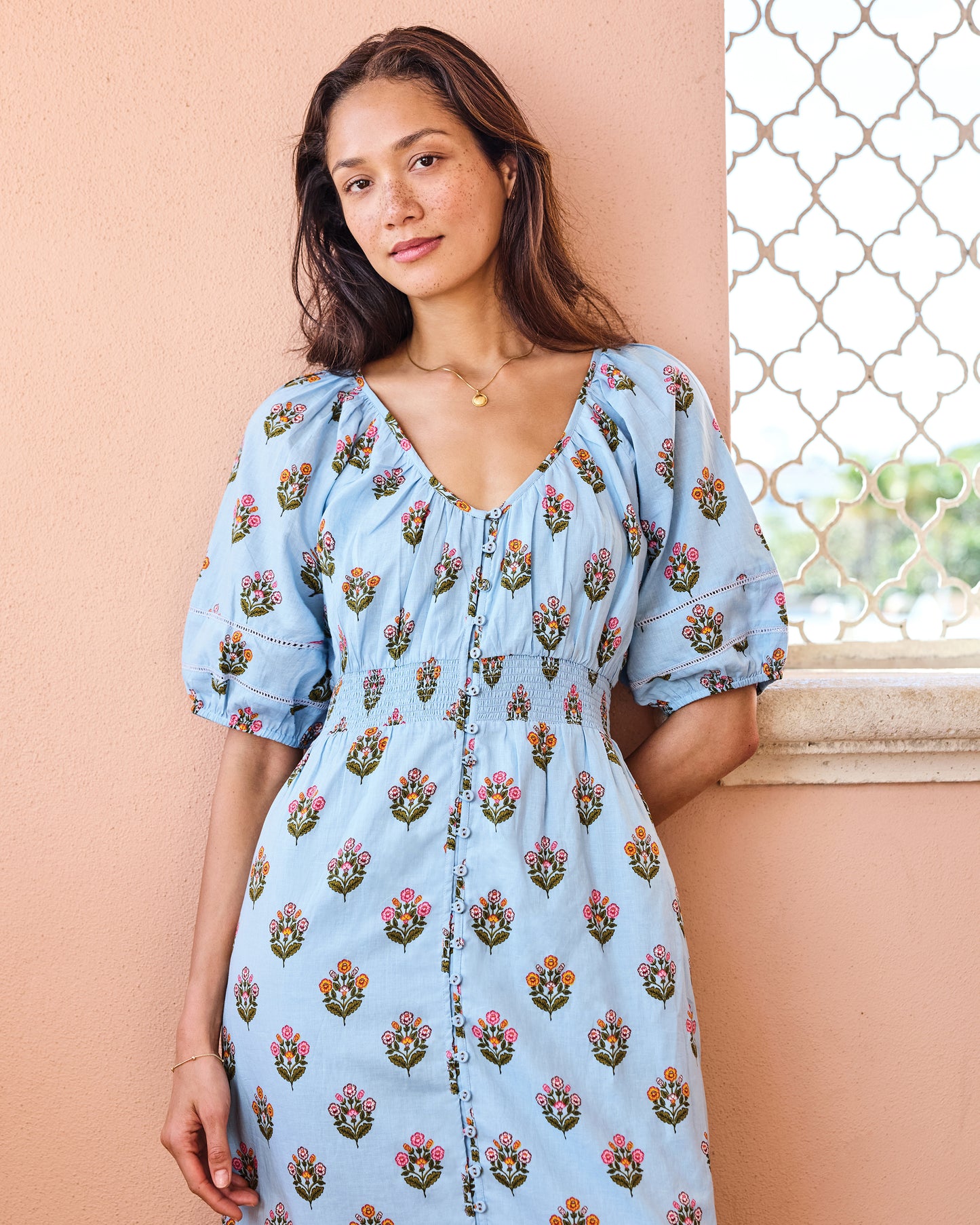 Wildflower Walks - Logan Dress - Soft Blue - Printfresh