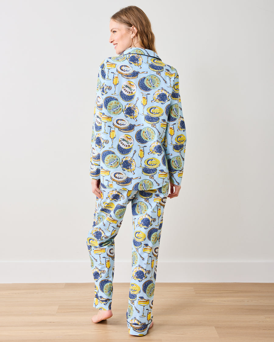 Champagne & Caviar - Long PJ Set - Pale Blue - Printfresh