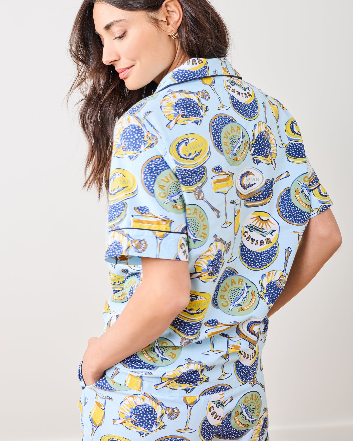 Champagne & Caviar - Short PJ Set - Pale Blue - Printfresh