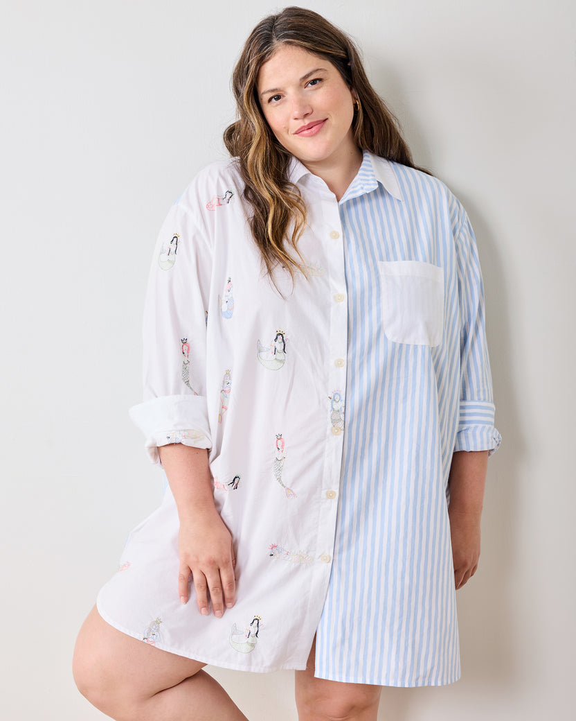 Daughters Of Triton - Everyday Button Down - Cloud - Printfresh