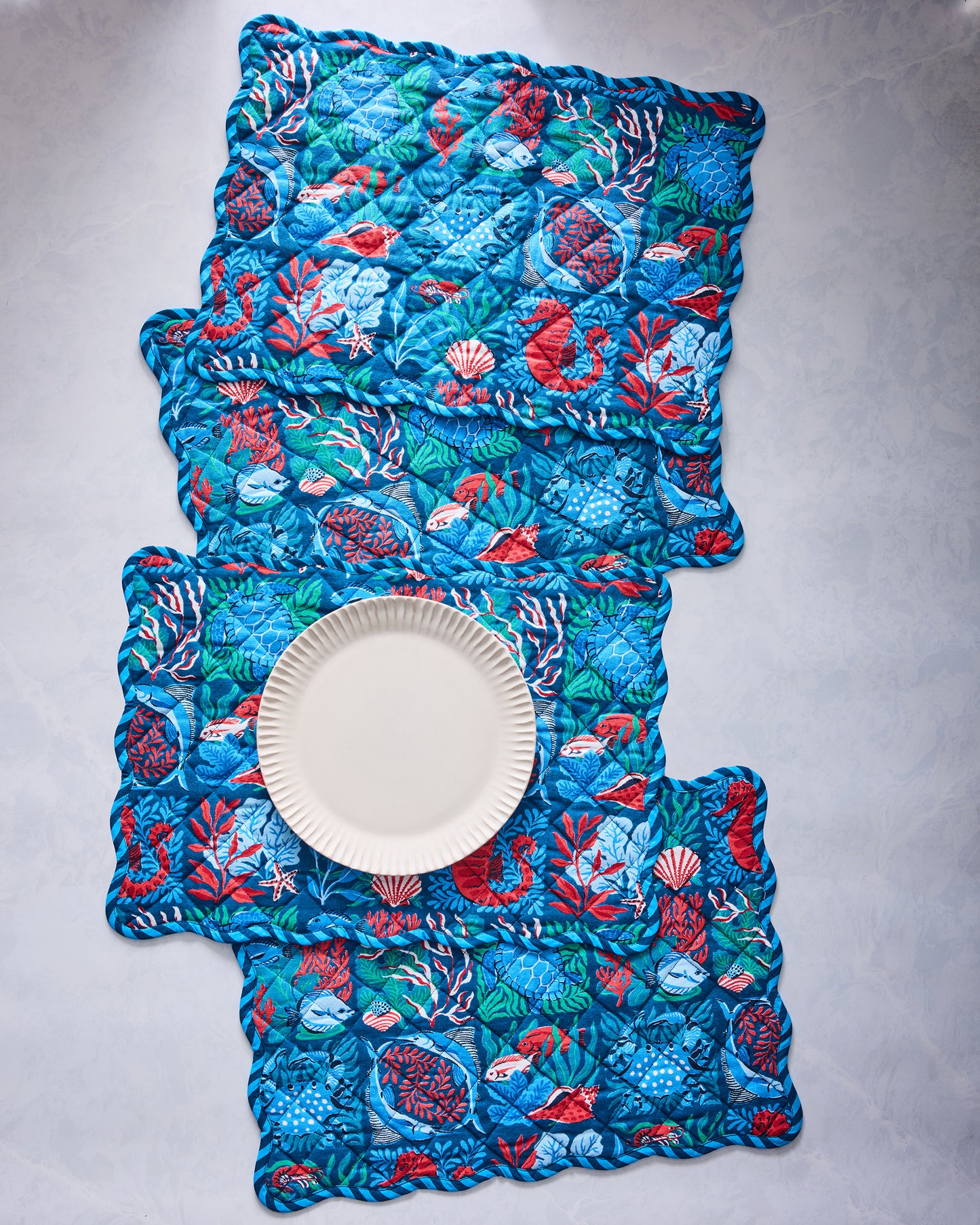 Stained Glass Sea - Placemats Set Of 4 - Seaside Blue - Printfresh