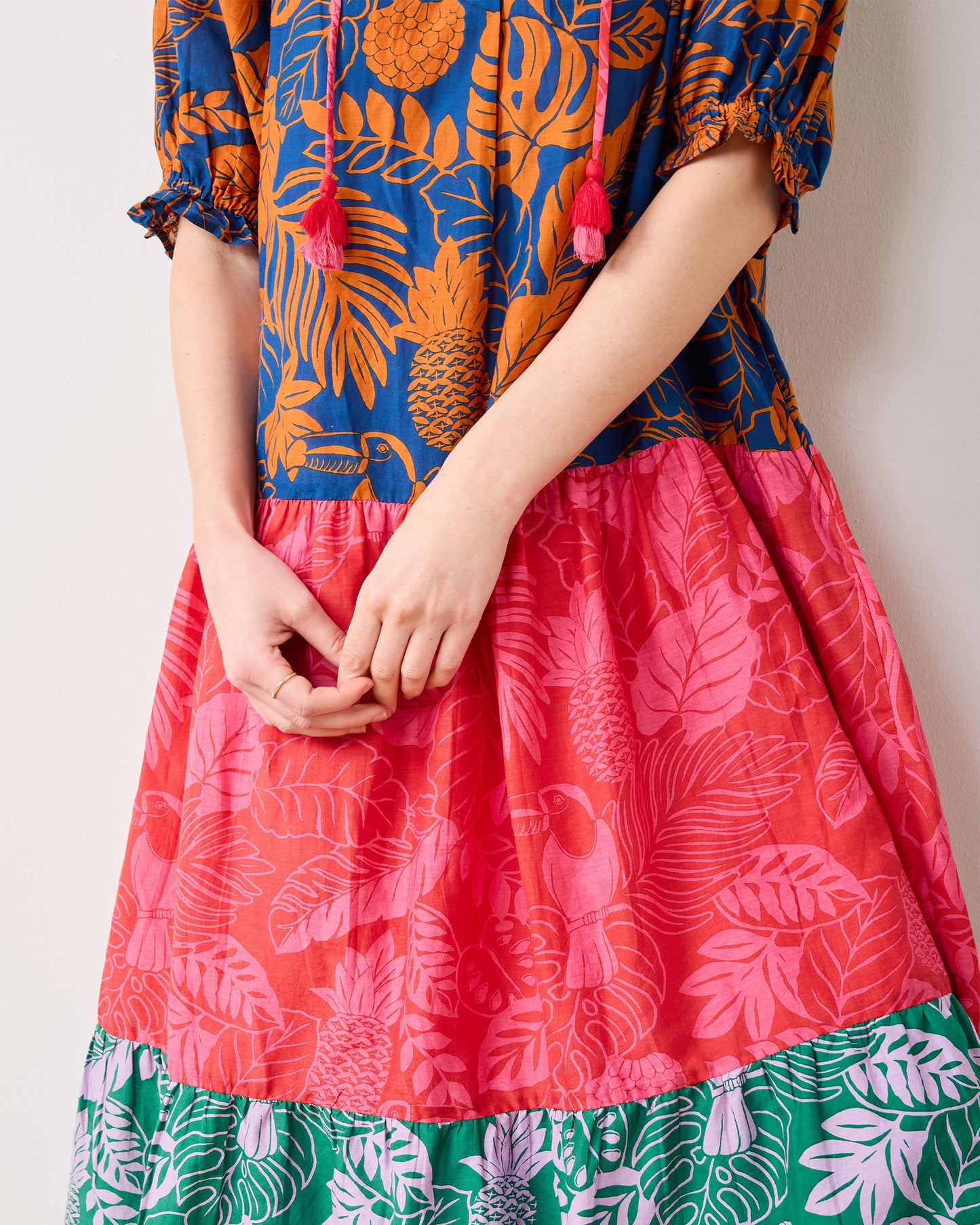 Toucan Treetop - Vibrant Voyage Dress - Multi Palms - Printfresh