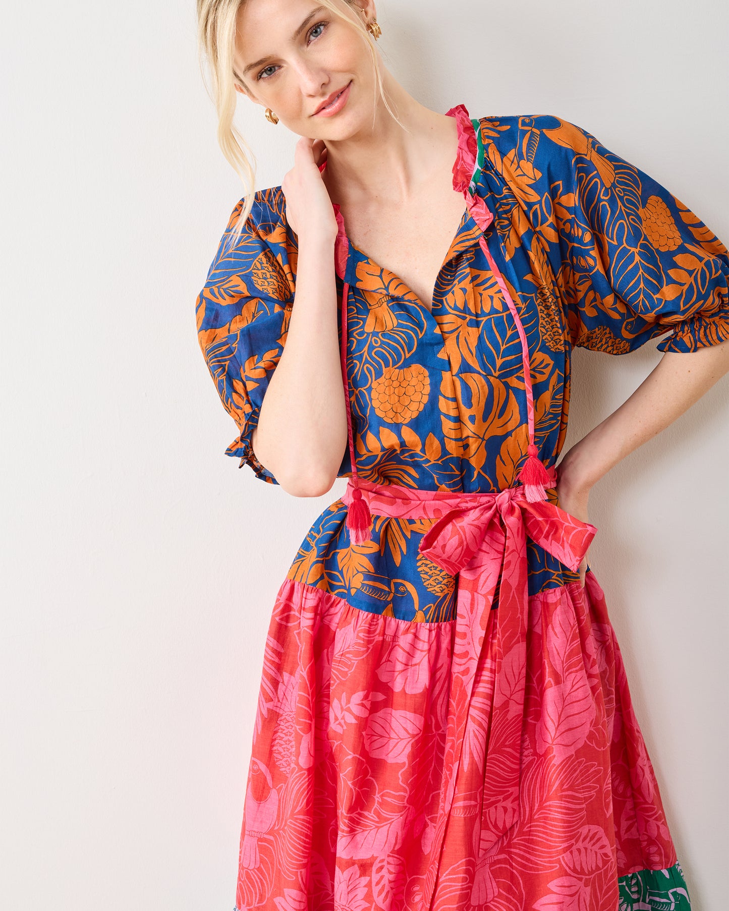 Toucan Treetop - Vibrant Voyage Dress - Multi Palms - Printfresh