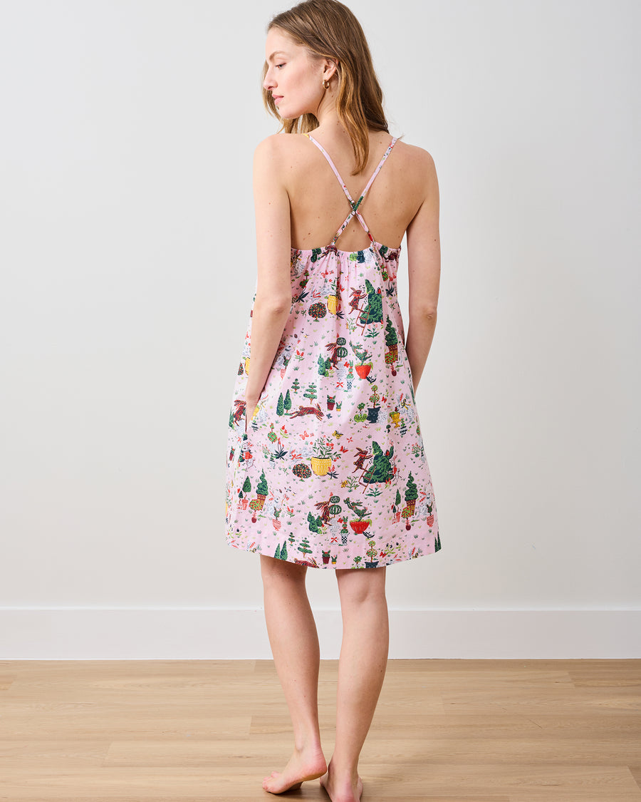 Rabbit Topiary - Cami Nightgown - Easter Pink - Printfresh