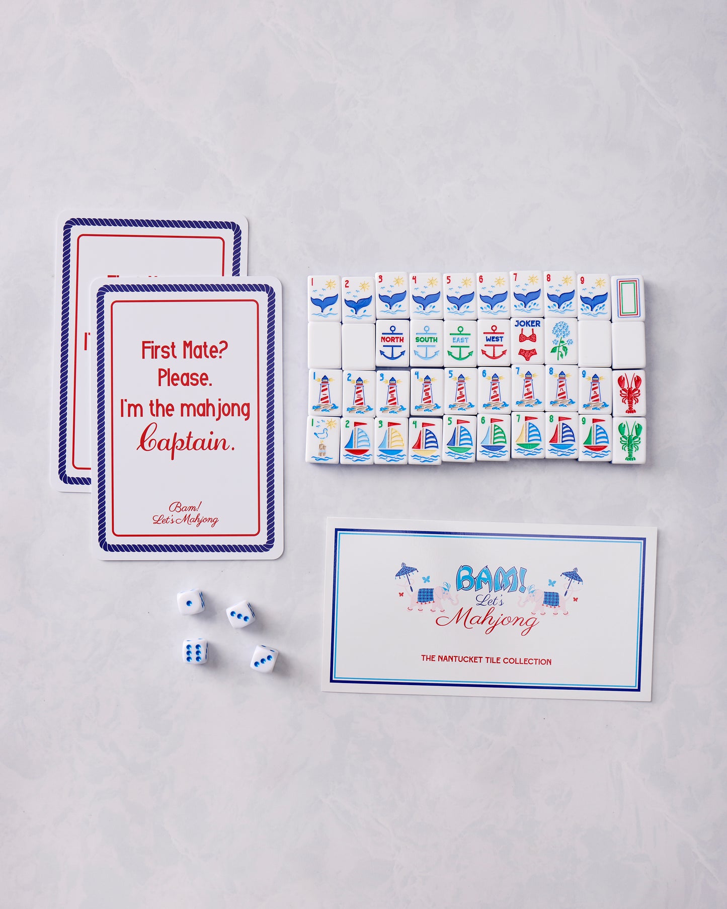 Nantucket - Mahjong Tile Set with Mat & Shufflers - Bam! Let's Mahjong®