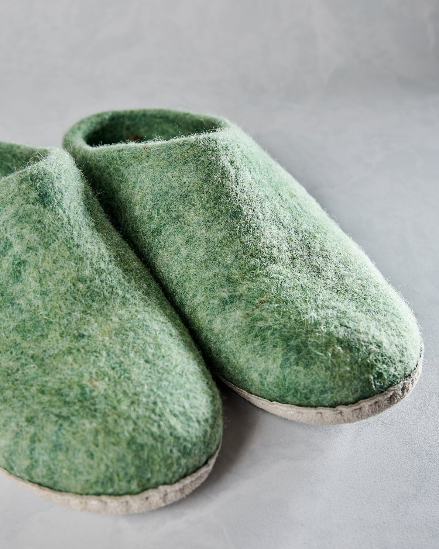 Eucalyptus Green - Organic Merino Wool Slippers  - Fuzzy Cove - Printfresh