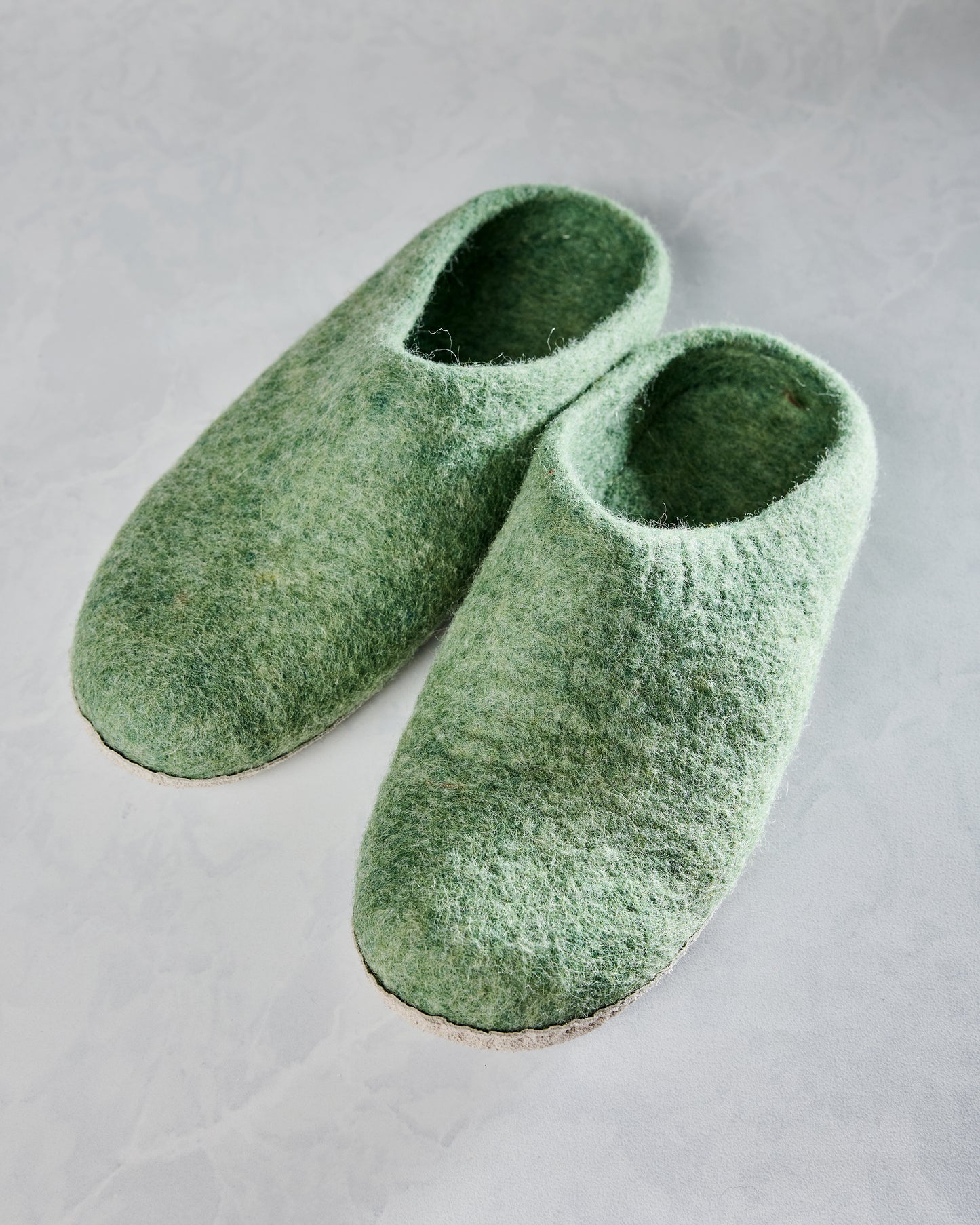 Eucalyptus Green - Organic Merino Wool Slippers  - Fuzzy Cove - Printfresh