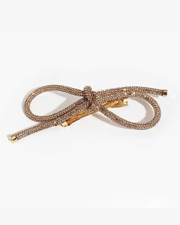 Gold - Sparkling Bow Barette - LadyJuneAccessories - Printfresh