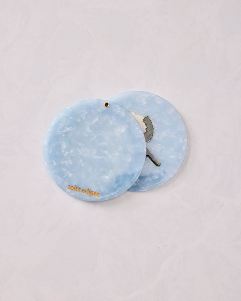 Blue Combo - Hand Painted Hydrangea Compact Mirror - Solar Eclipse - Printfresh
