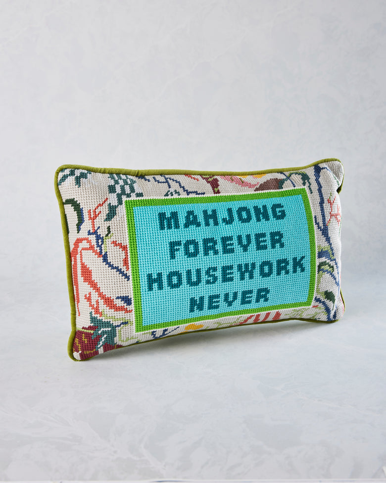 Multi - Mahjong Needlepoint Pillow - Furbish Studio - Printfresh