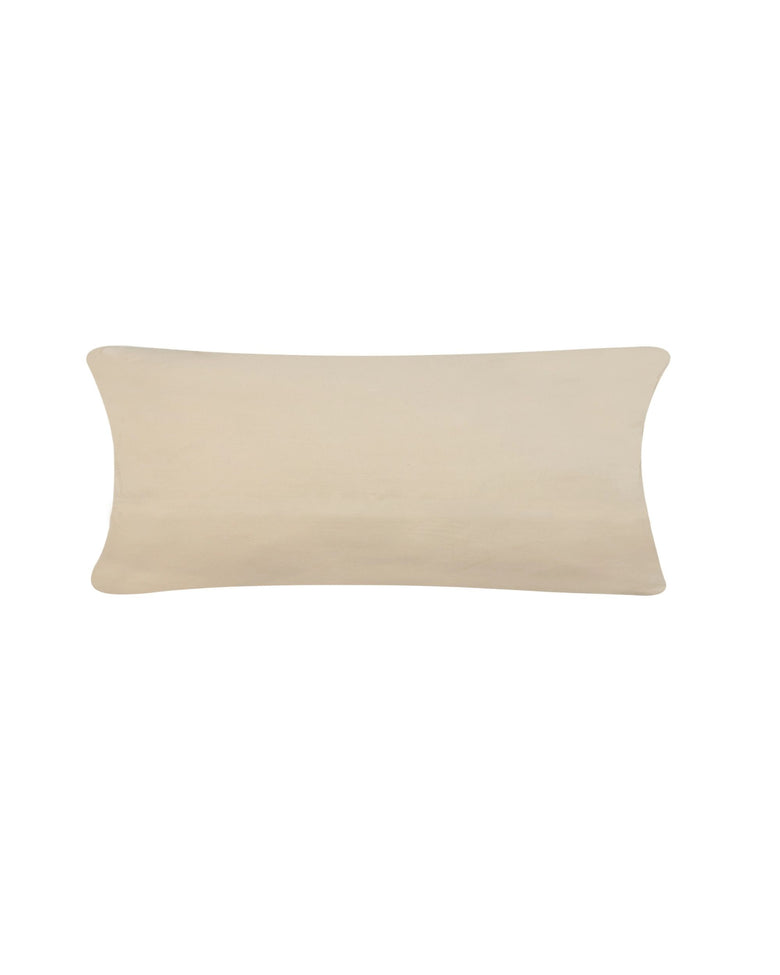 Back of the pink bat accent pillow with a plain light-colored backing.
