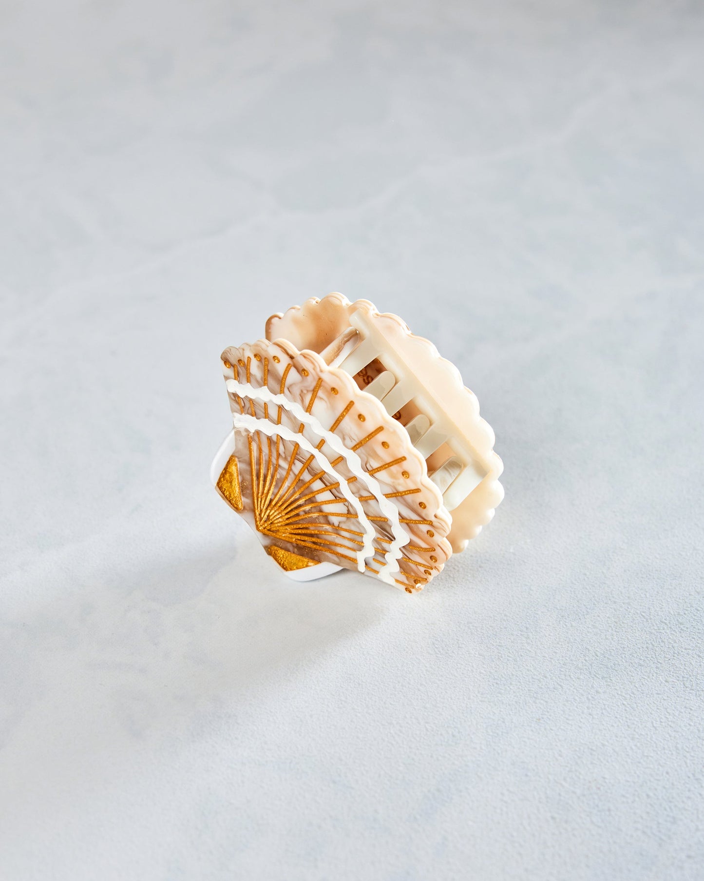 Golden Seashell - Hand-Painted Claw Hair Clip - Solar Eclipse - Printfresh