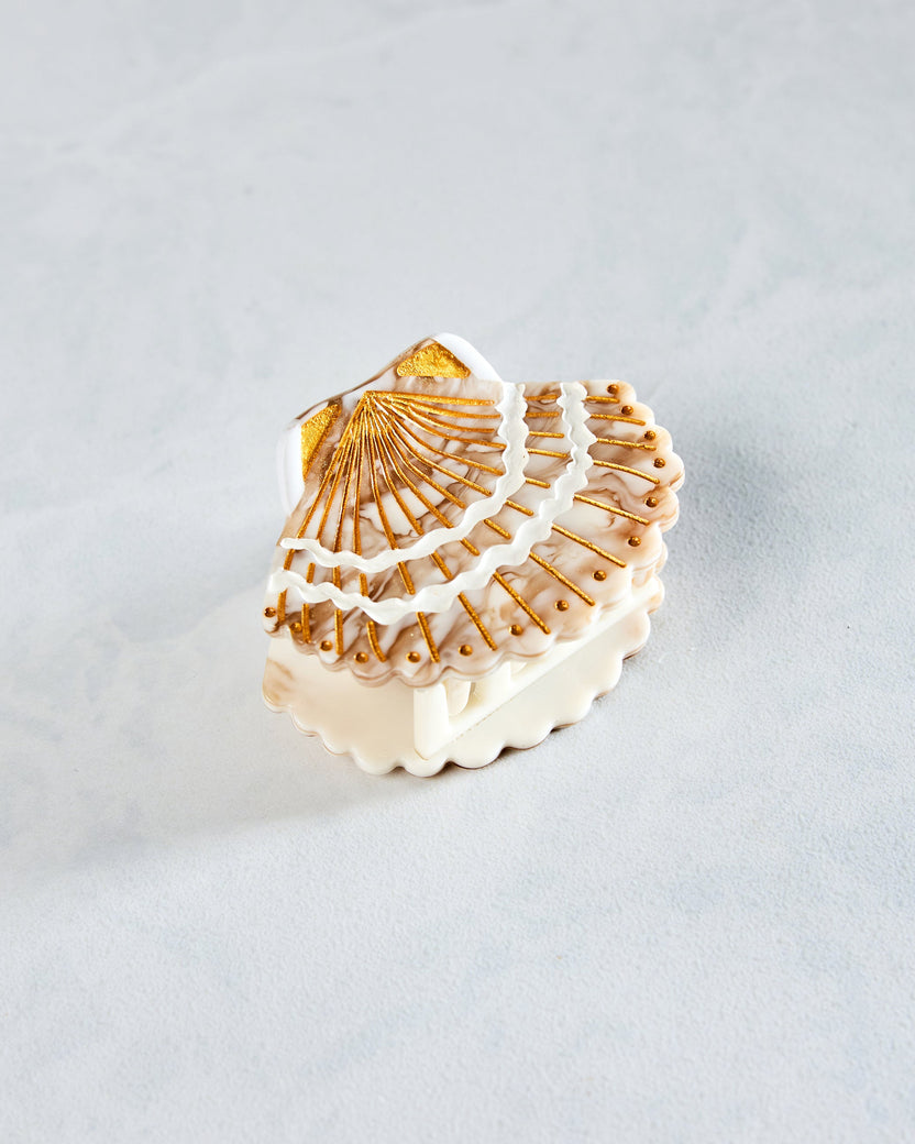 Golden Seashell - Hand-Painted Claw Hair Clip - Solar Eclipse - Printfresh
