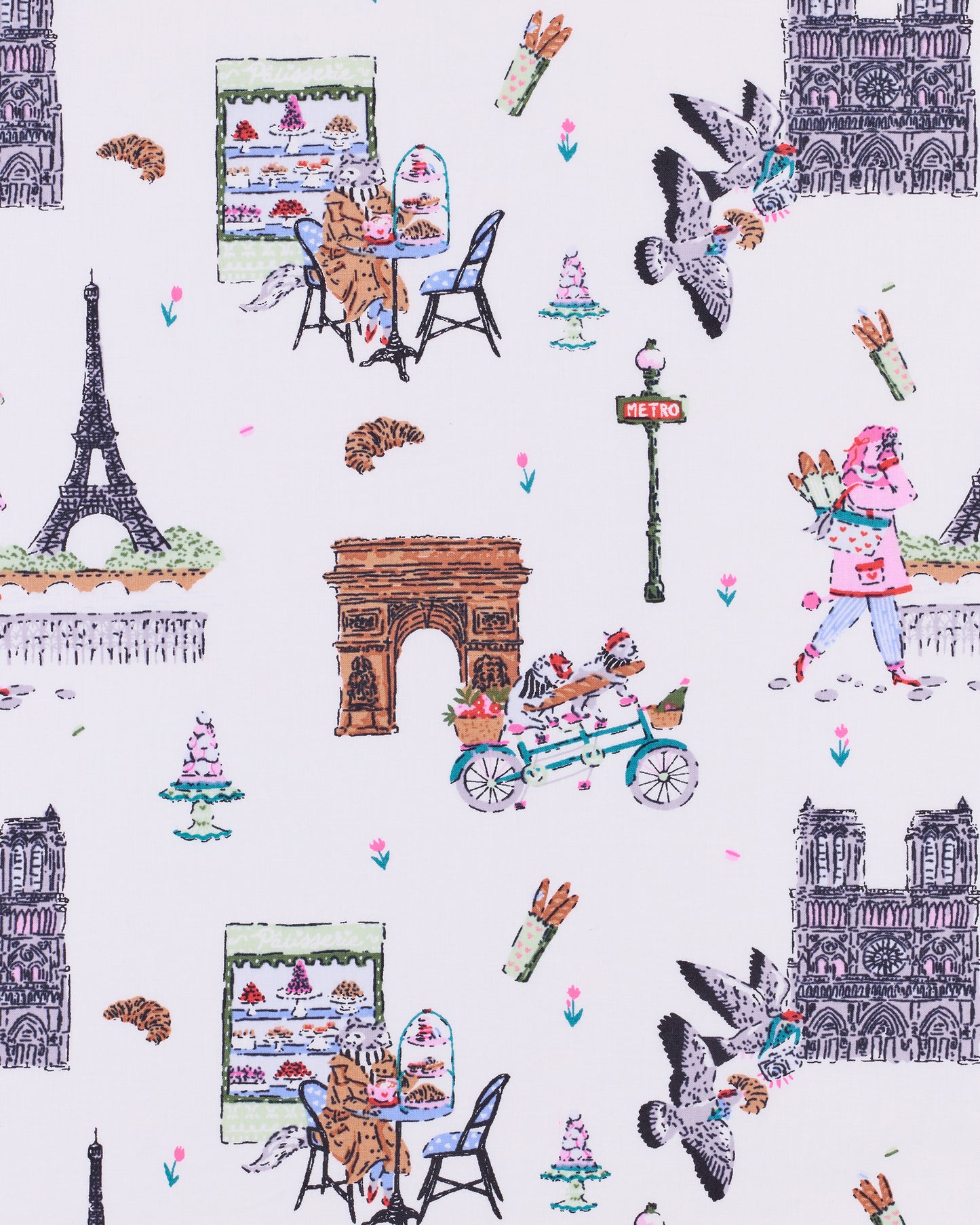 Paris Getaway - Men's Long PJ Set - Cloud - Printfresh